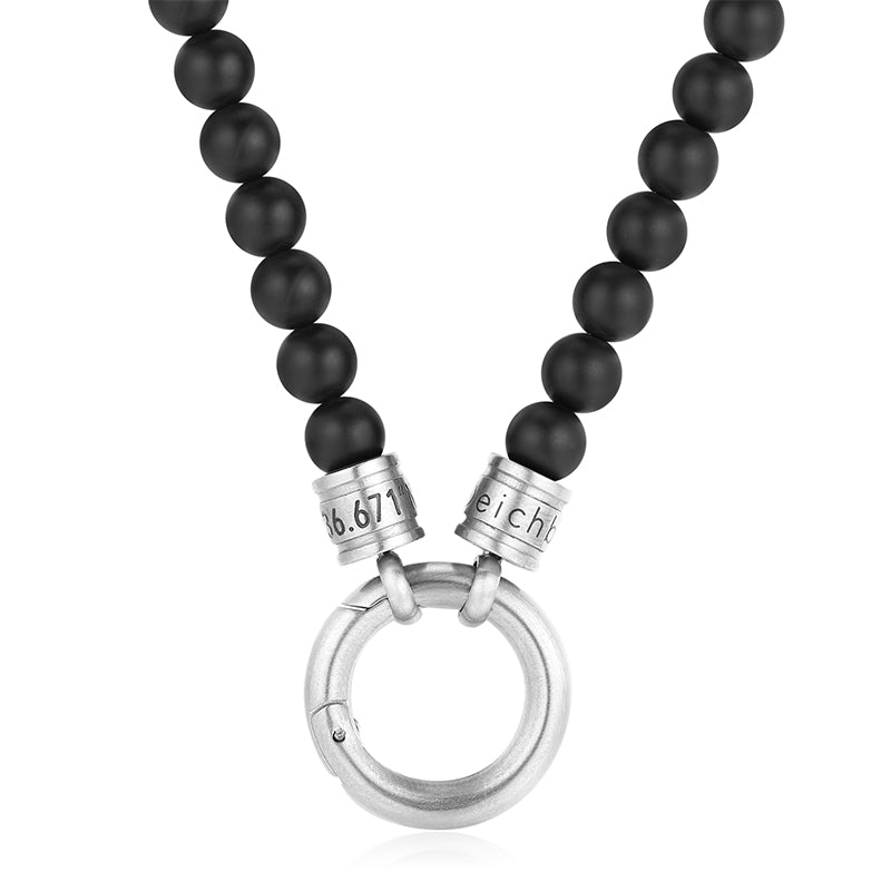 Kette Onyx 6mm (mit Rund-Karabiner) aus Edelstahl & Onyx-Beads