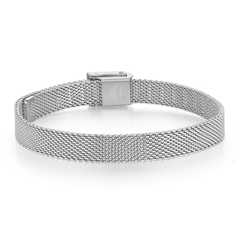 Breites Mesh-Armband in Silber mit flacher Schließe