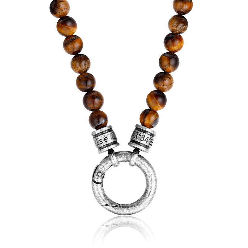 Kette Tiger-Eye (mit Rund-Karabiner) aus Edelstahl & Tiger-Eye-Beads