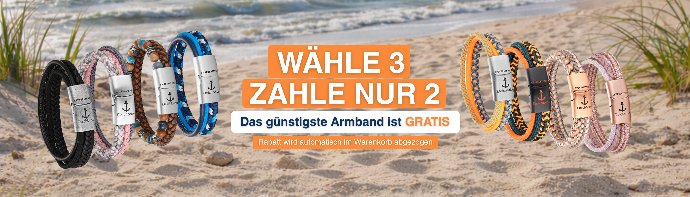 Wähle 3, zahle nur 2 – das günstigste Armband ist gratis