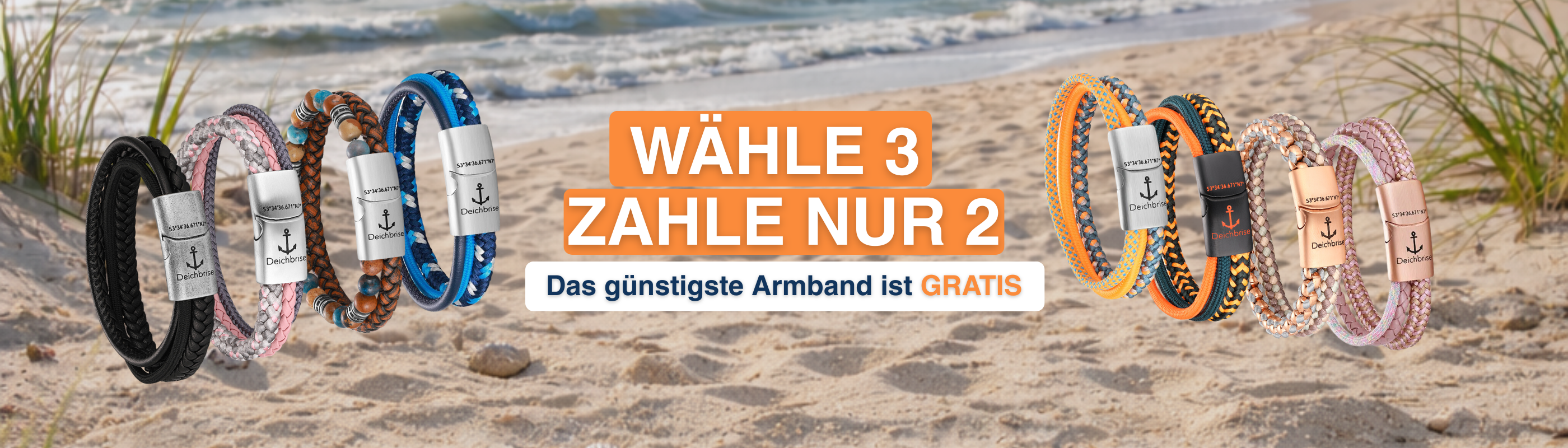 Wähle 3, zahle nur 2 – das günstigste Armband ist gratis
