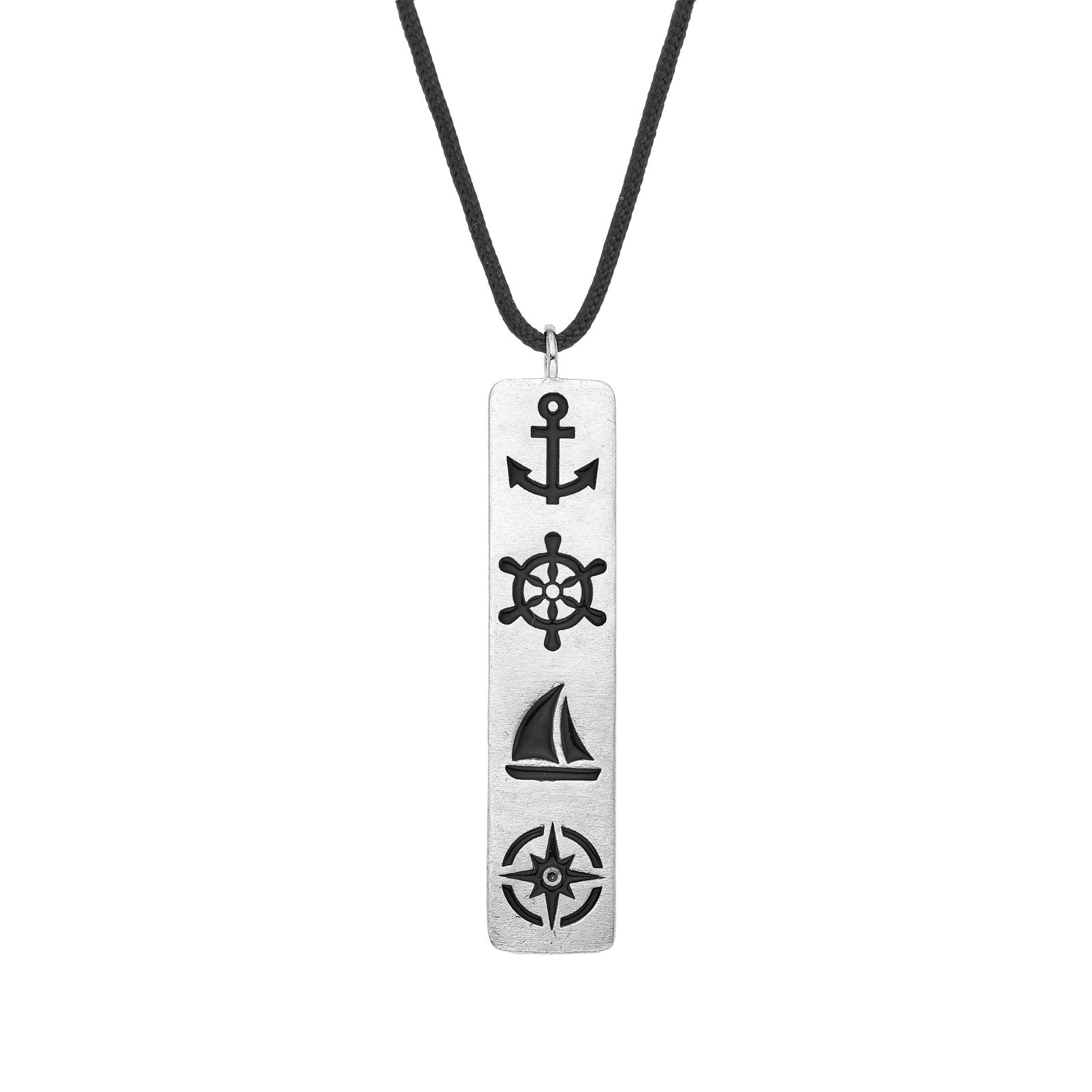925er Silber-Kette "Steuermanns Heimathafen" (schwarz) (Wachs-Cord)