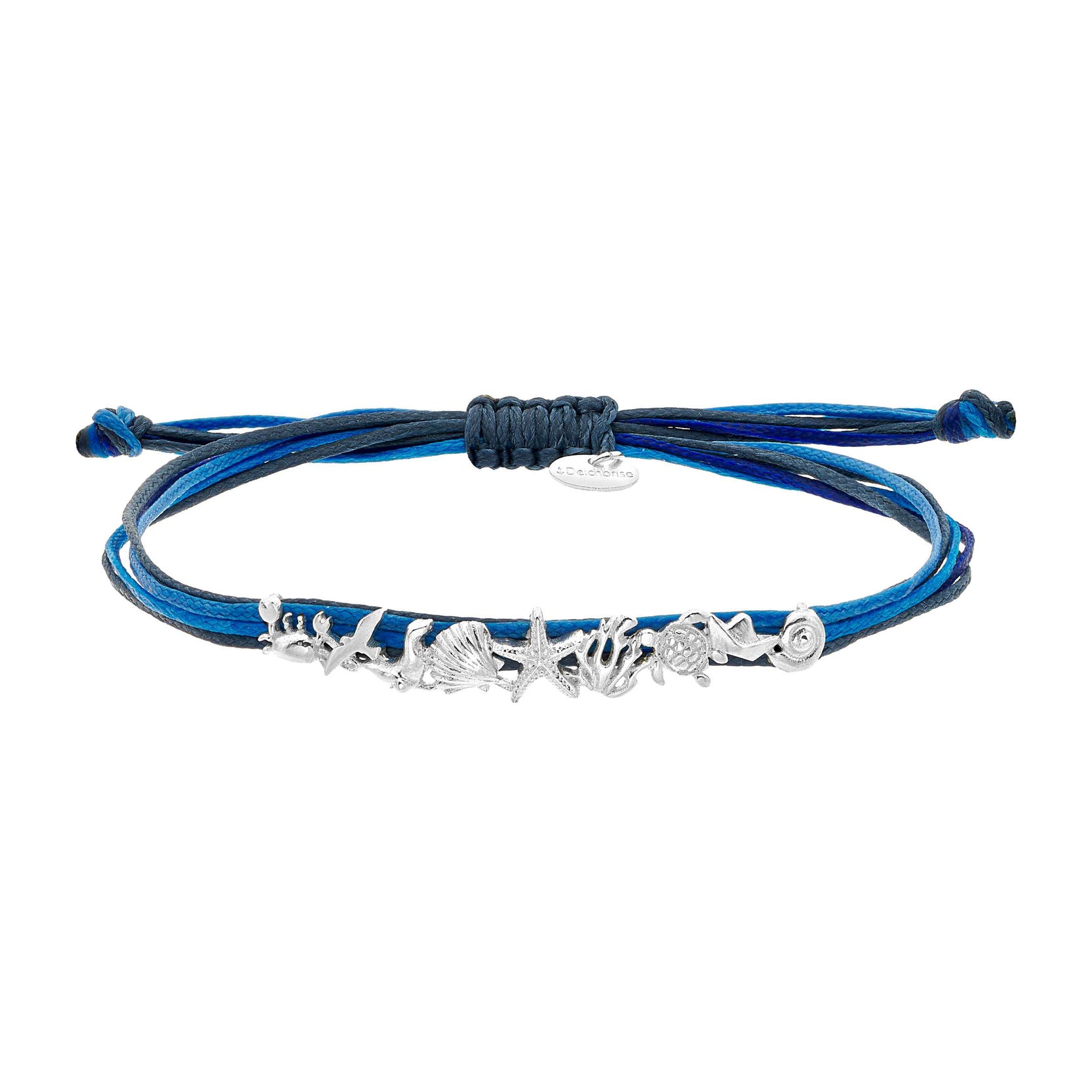 925er Silber Armband Meeresbrise (meeresblau) (Wachs-Cord)