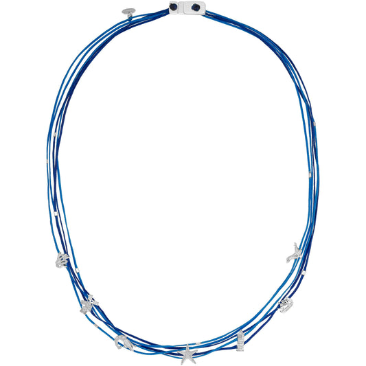 925er Silber Kette Ostfriesland (maritimblau) (Wachs-Cord)