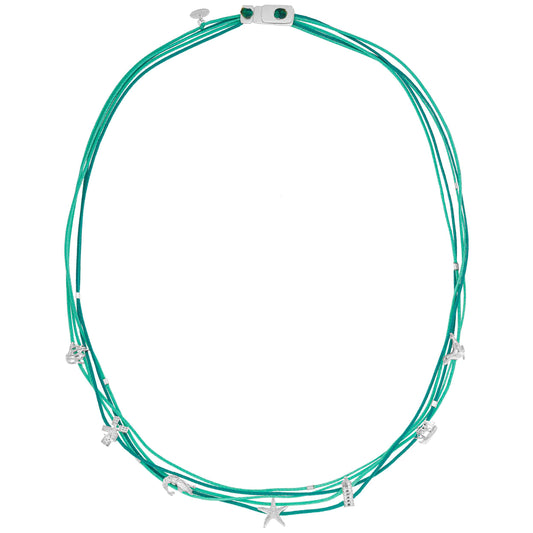 925er Silber Kette Ostfriesland (meeresgrün) (Wachs-Cord)