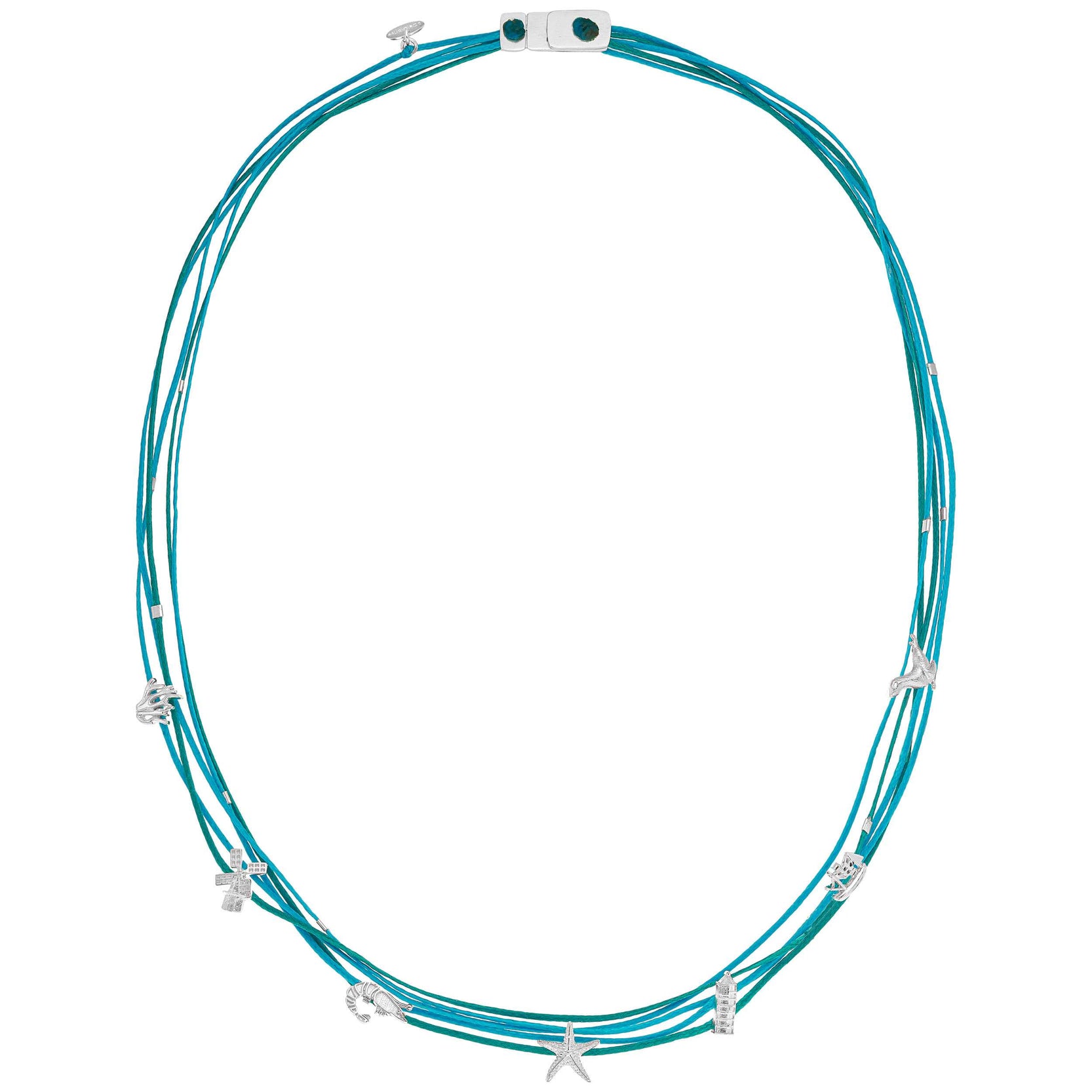 925er Silber Kette Ostfriesland (türkis) (Wachs-Cord)