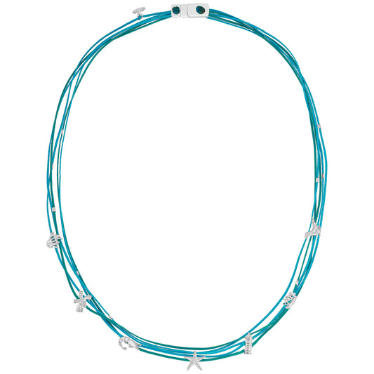 925er Silber Kette Ostfriesland (türkis) (Wachs-Cord)