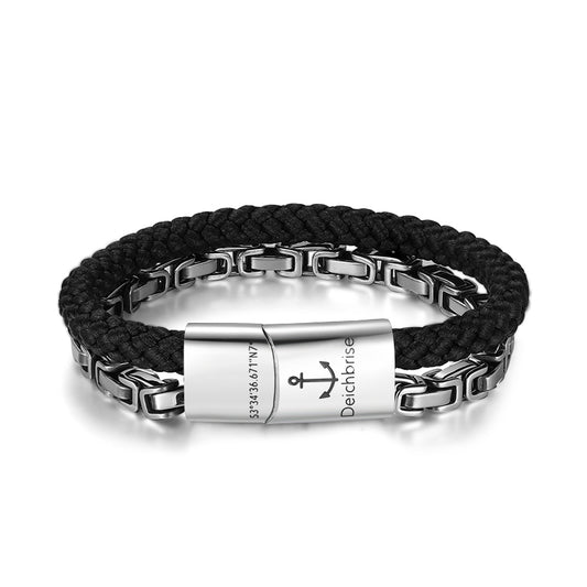 Armband Seekraft (Multistrang) Edelstahl & Tau