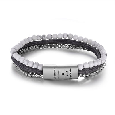 Armband Weisse Düne (Multistrang) Edelstahl, Tau & White-Turquoise