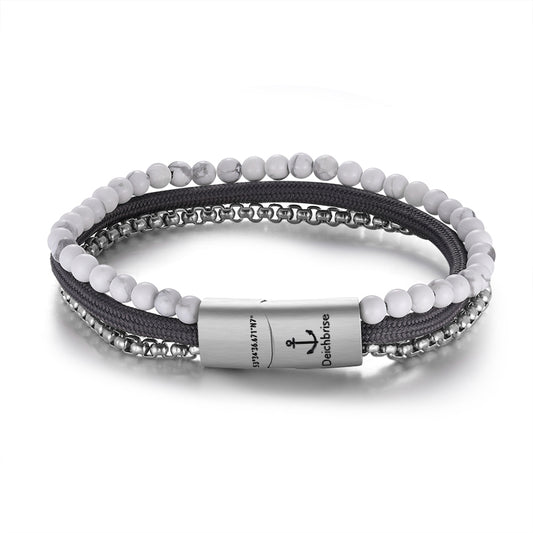 Armband Weisse Düne mit weißen Natursteinen und silberner Edelstahl-Schließe