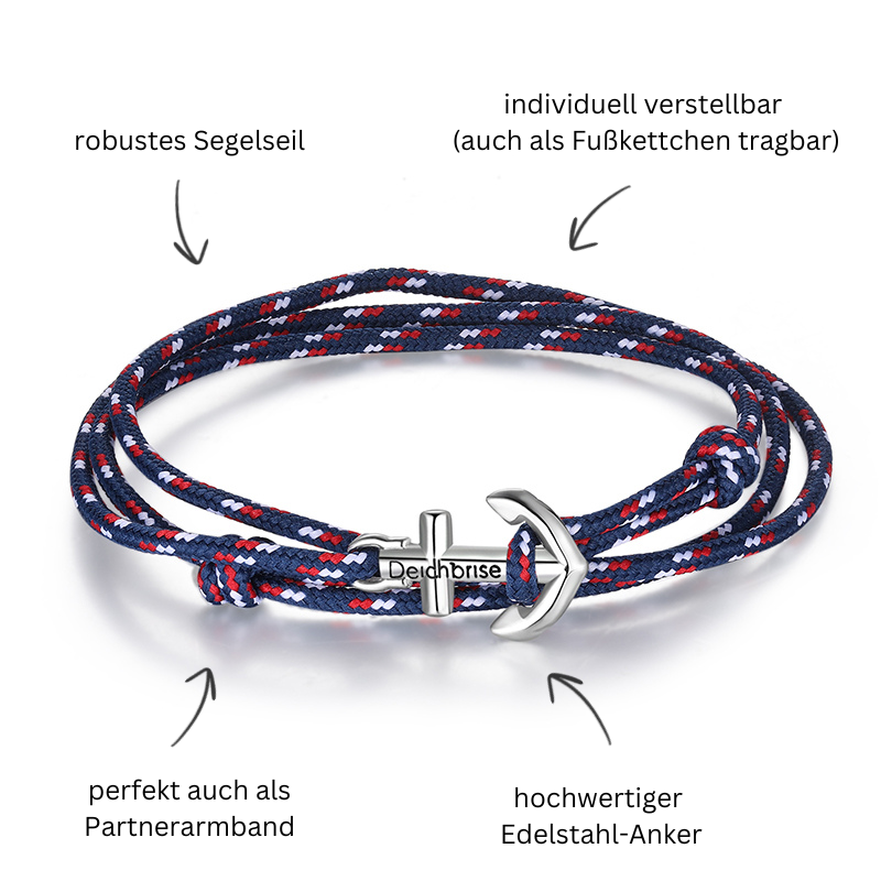 Anker Armband Marine Rot Weiß Muster