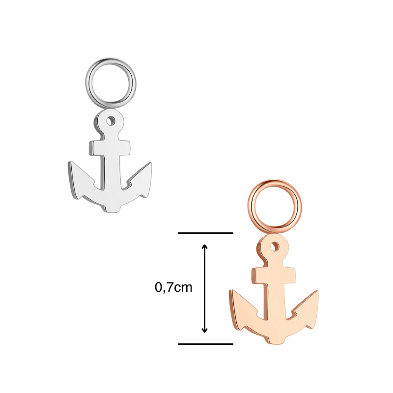 Charm für Ohrringe (Creolen) Anker aus Edelstahl (Paar)