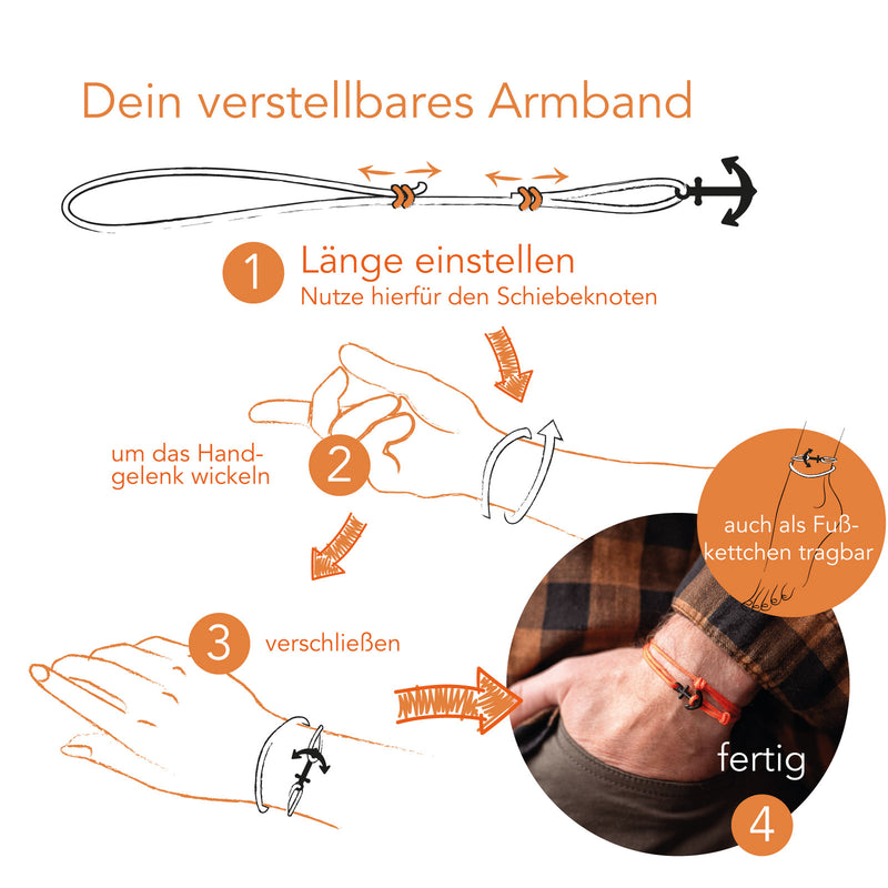 Anker Armband Marine Rot Weiß Muster