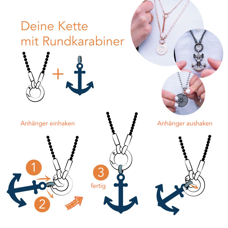 Kettenanhänger Bling Bling (schwarz) aus Edelstahl mit Steinen