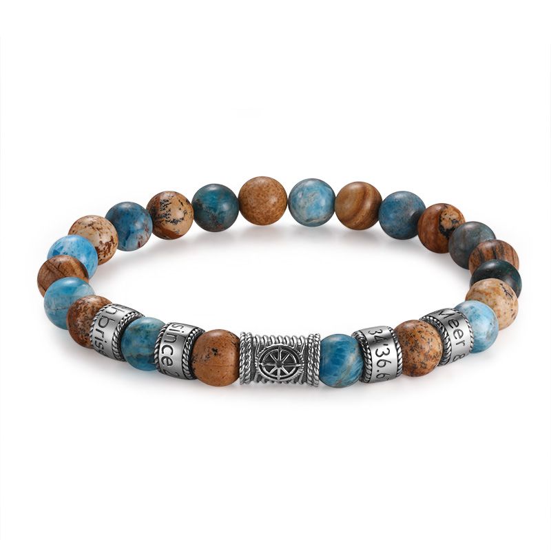 Armband Cala Mendia Edelstahl, Picture Jasper & Apatit
