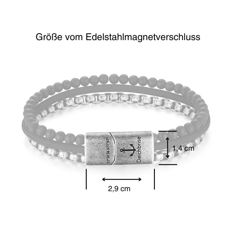 Armband Kapitän (Multistrang) Edelstahl, Tau & Onyx