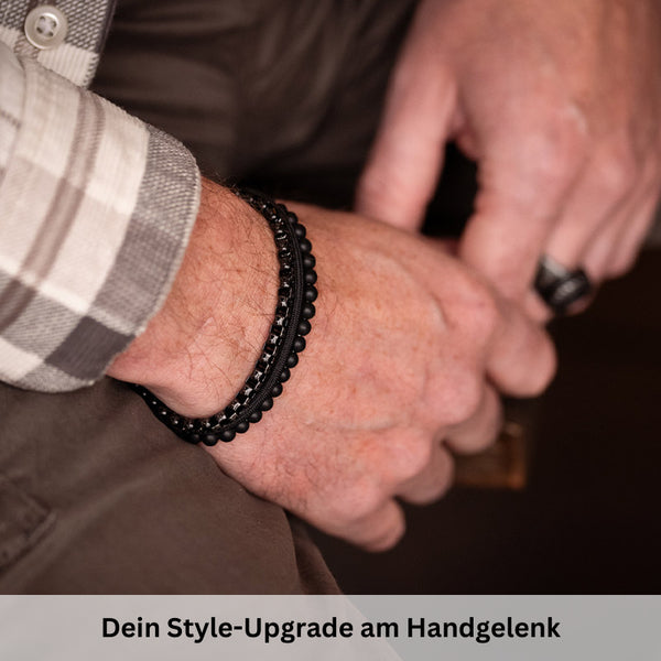Armband Kapitän (Multistrang) Edelstahl, Tau & Onyx