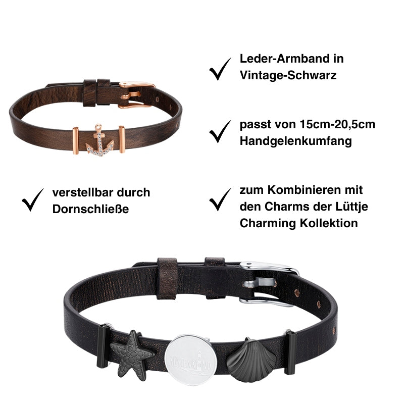 Armband Leder schwarz-vintage (Lüttje-Charming)