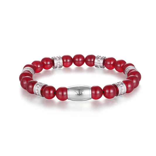 Armband Red Bay Edelstahl & Rote Jade