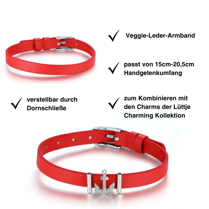 Armband Veggie-Leder rot (Lüttje-Charming)