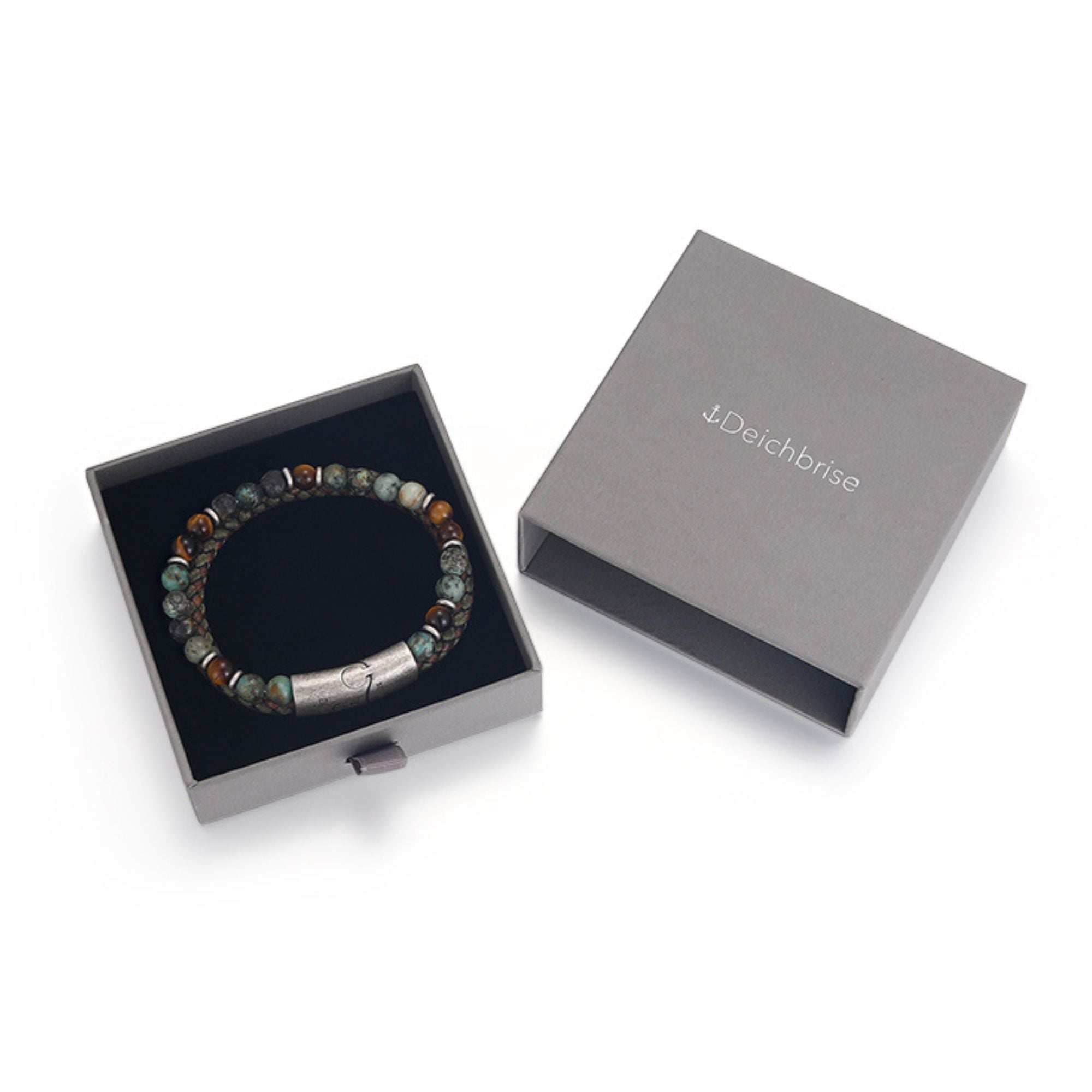 Armband Playa Beach (Multistrang) Tau Leder, African Turquoise & Tiger Eye