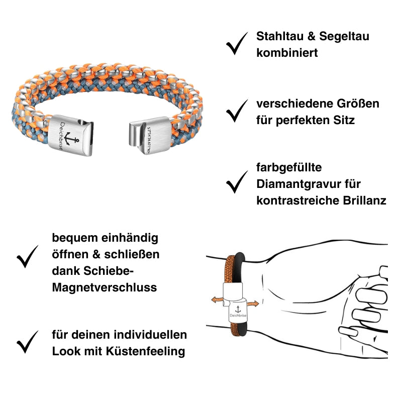 Armband Anton von Amrum (Multistrang) Stahl-Tau & Segeltau