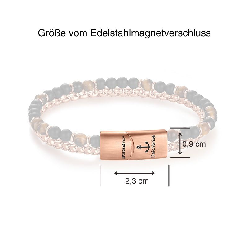 Armband Black Beach (Multistrang) Edelstahl, Onyx & Tiger-Eye (Küstengirls)