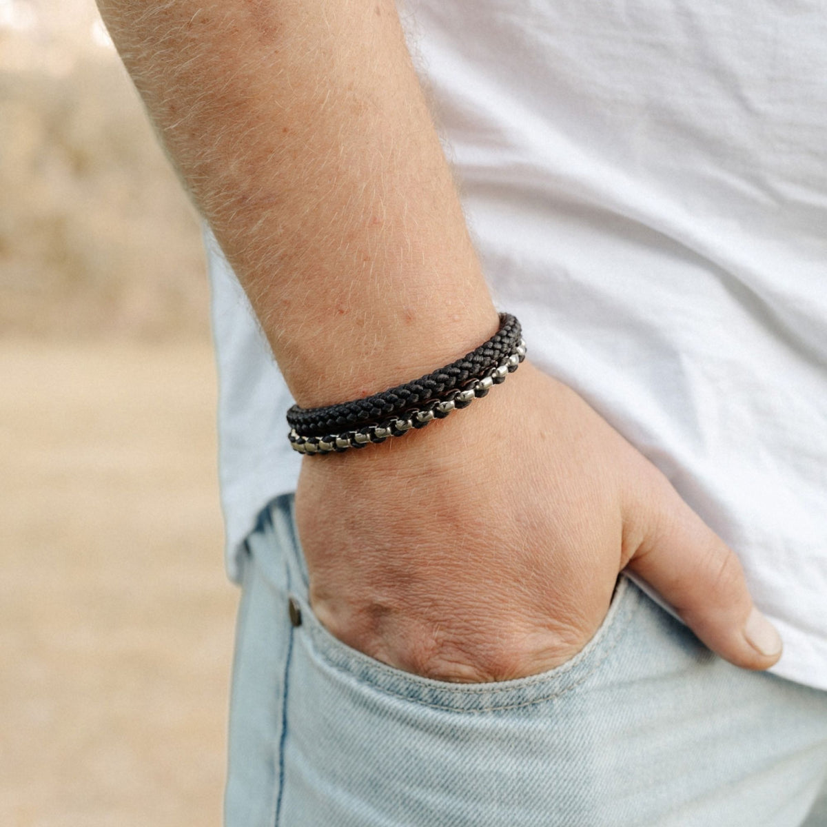 Armband Black Sand 2 (Multistrang) Stahl-Tau & Segeltau
