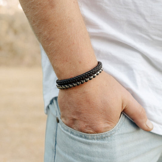Armband Black Sand 2 (Multistrang) Stahl-Tau & Segeltau