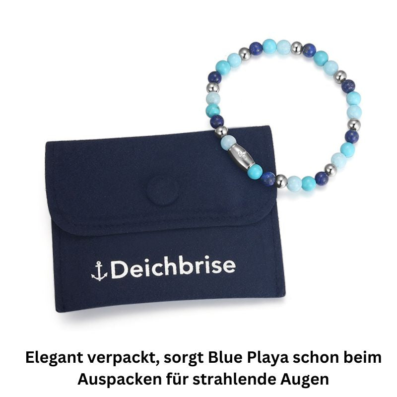Armband Blue Playa mit Turquoise, Amazonit Jade, Lapis Lazuli und Edelstahl-Beads
