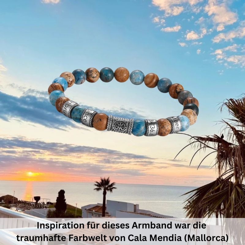 Armband Cala Mendia Edelstahl, Picture Jasper & Apatit