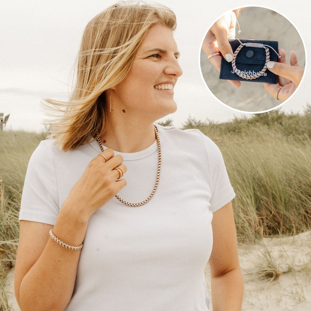 Armband Joleen am Sandstrand 2.1 aus Edelstahl und Segelseil