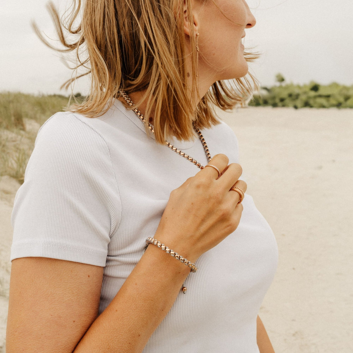 Armband Joleen am Sandstrand 2.1 aus Edelstahl und Segelseil