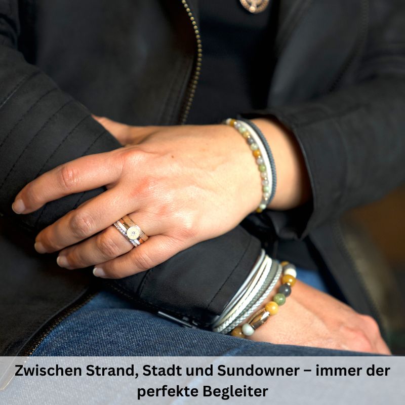 Armband Joleen aus Quarz Kristall, Gelbe Jade, Hellgrüne Jade & Edelstahl