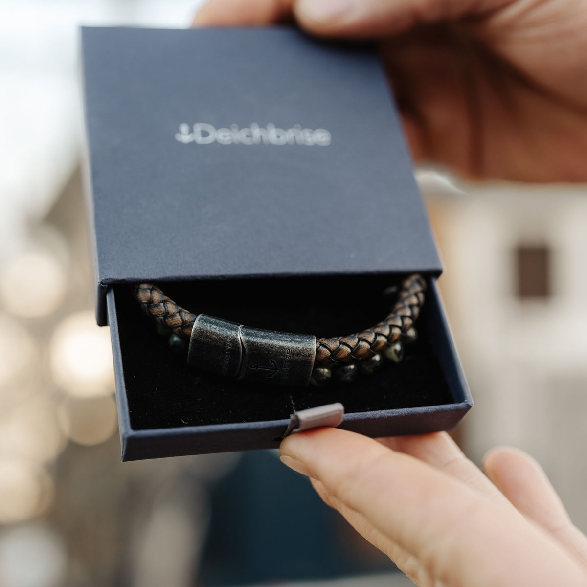 Armband Meerbrise (Multistrang) Leder & Kambaba Jasper