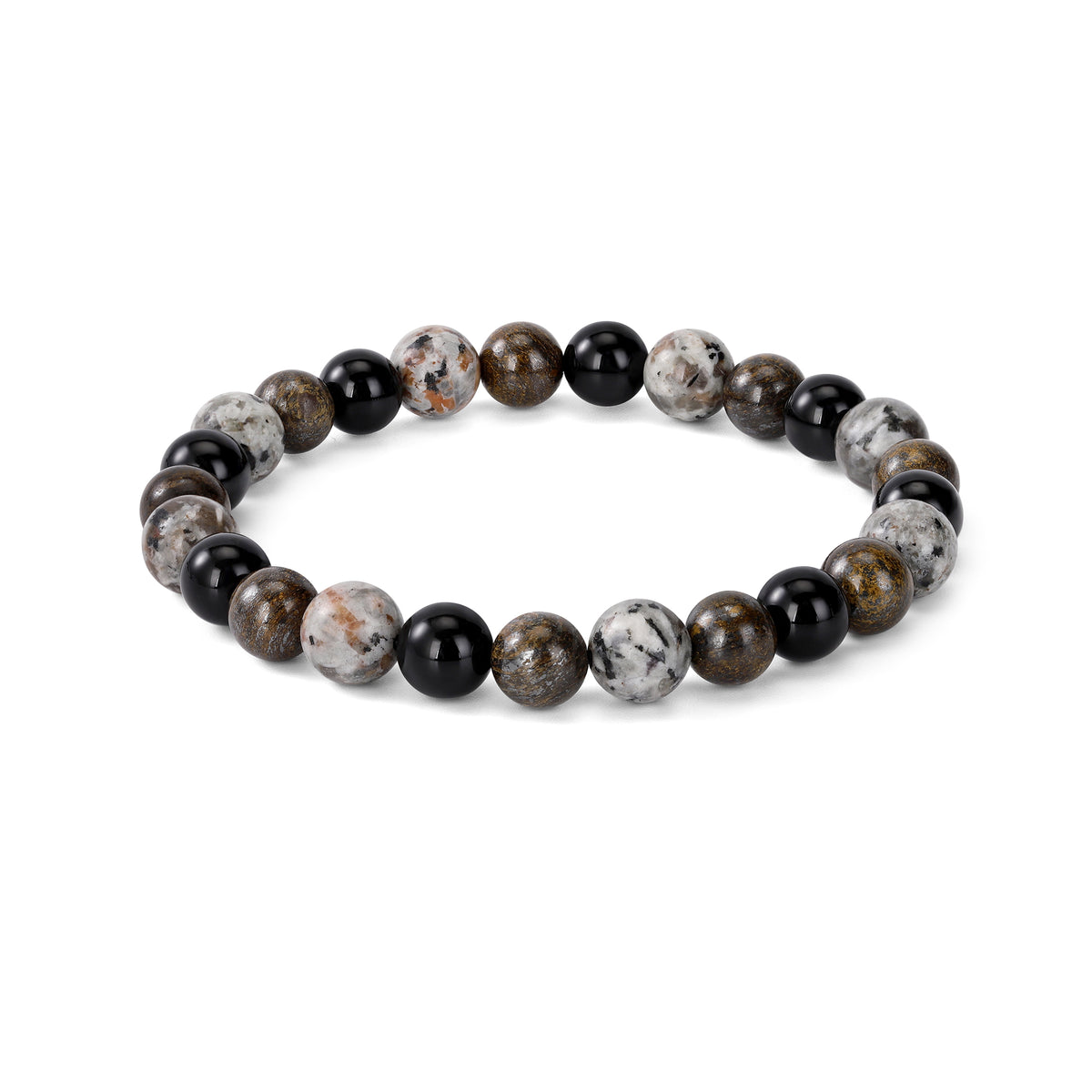 Armband Meerbrise aus Onyx, Bronzit & Feuerstein