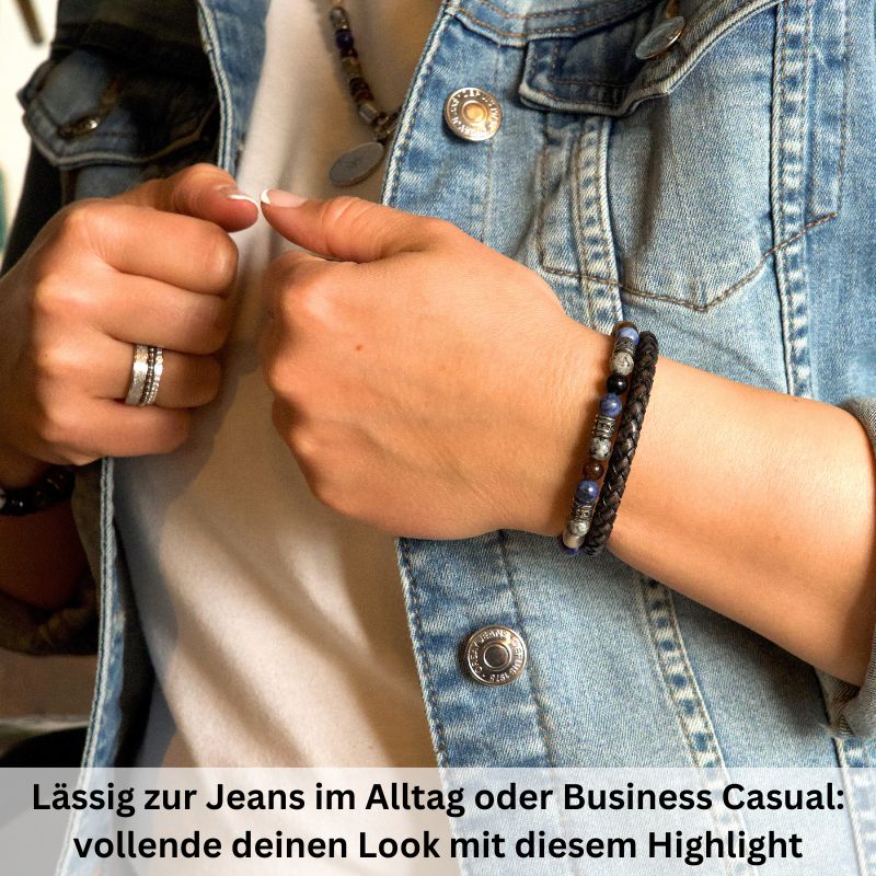 Armband Meereswellen (Multistrang) Achat, Feuerstein & Sodalith