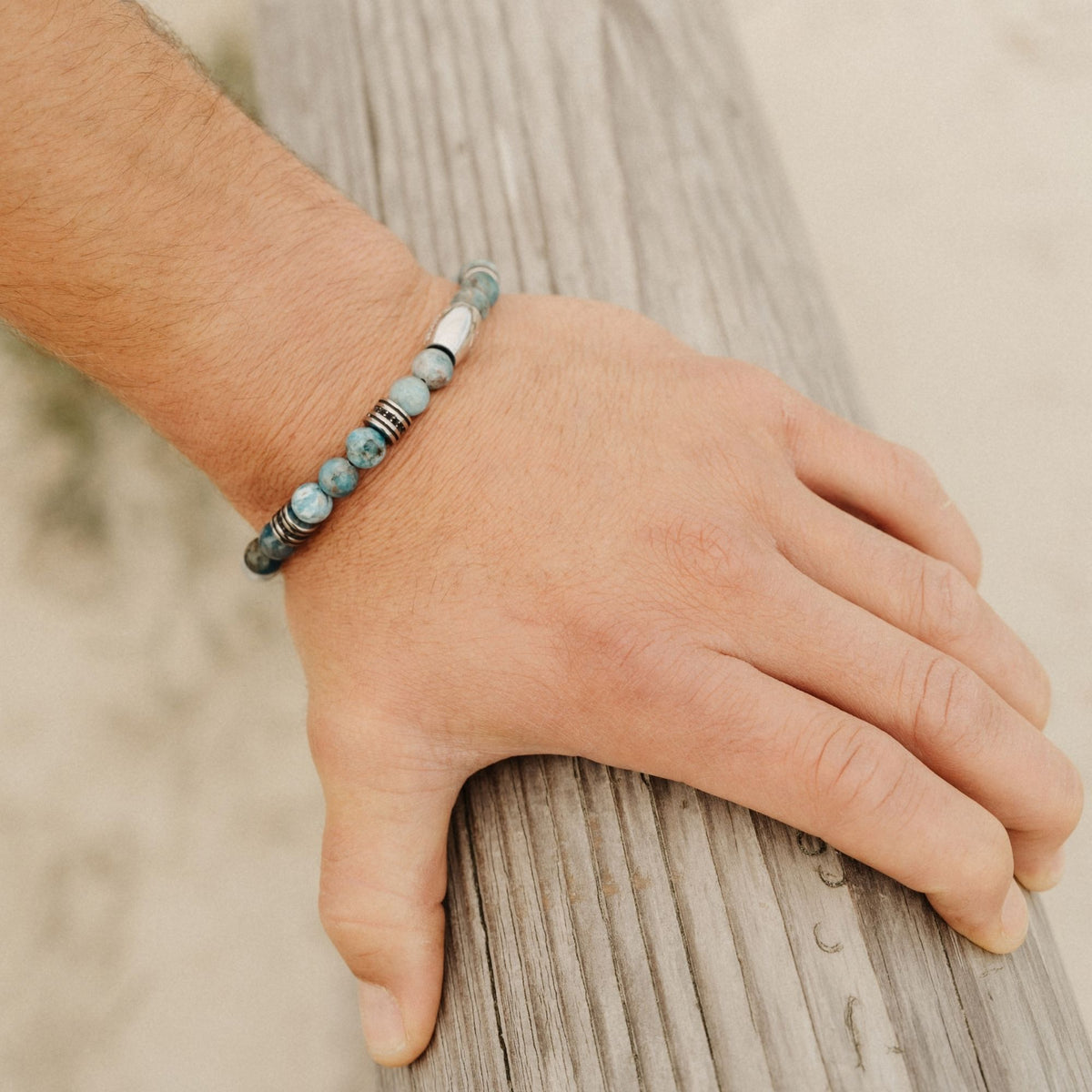 Armband Ocean Line Edelstahl & Blauer Apatit
