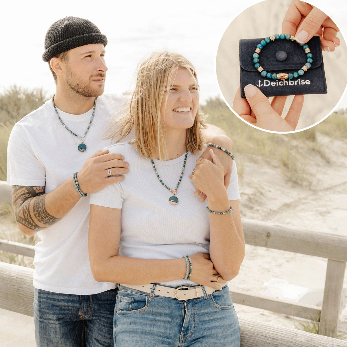Armband Ocean Line Edelstahl & Blauer Apatit