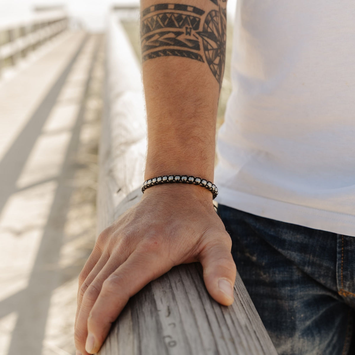Armband Strandbegleiter aus Stahltau (Schwarz)