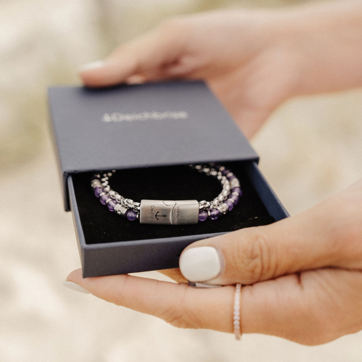 Armband Velvet Sea (Multistrang) Amethyst & Edelstahl