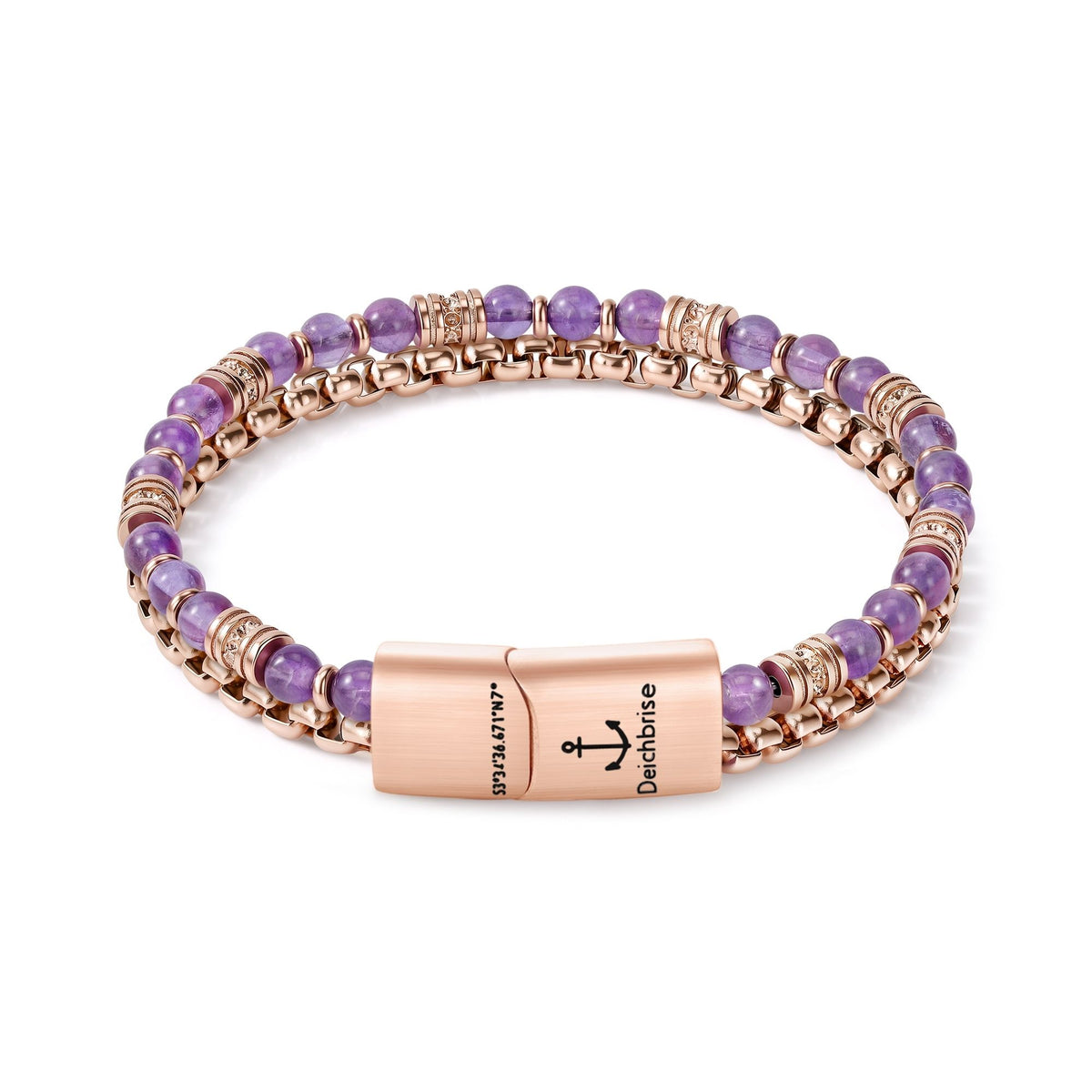 Armband Velvet Sea (Multistrang) Amethyst & Edelstahl