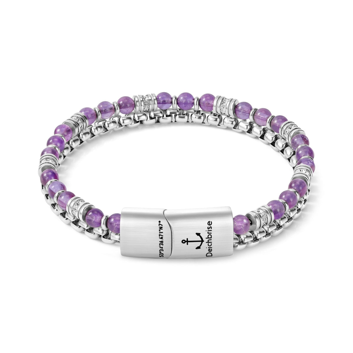 Armband Velvet Sea (Multistrang) Amethyst & Edelstahl