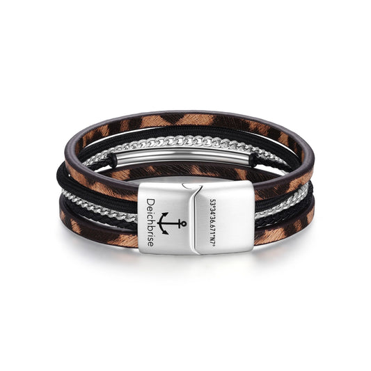 Armband Wild Edition Urban Leo (Multistrang) Leder, Edelstahl & Segelseil