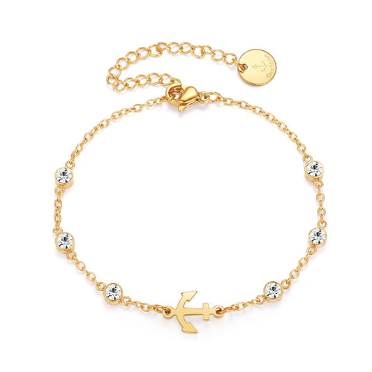 Armband aus Edelstahl Anker (mit Zirkonia-Steinen)