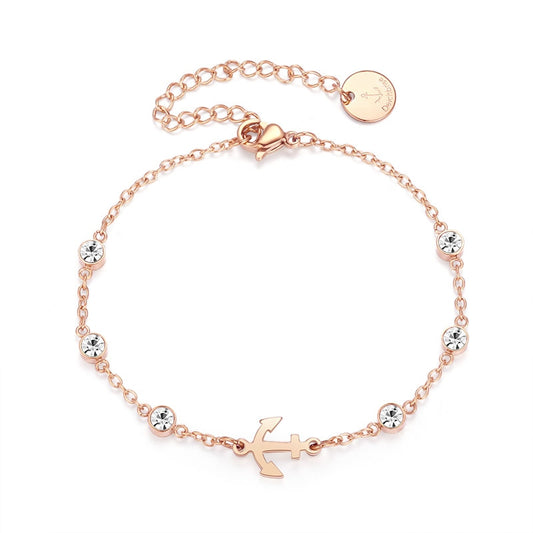 Armband aus Edelstahl Anker (mit Zirkonia-Steinen)