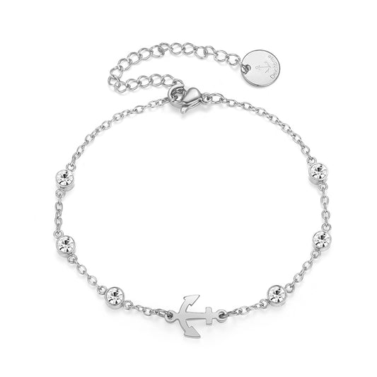 Armband aus Edelstahl Anker (mit Zirkonia-Steinen)