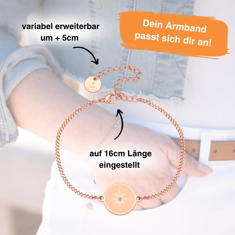 Armband aus Edelstahl Kompass mit Stein