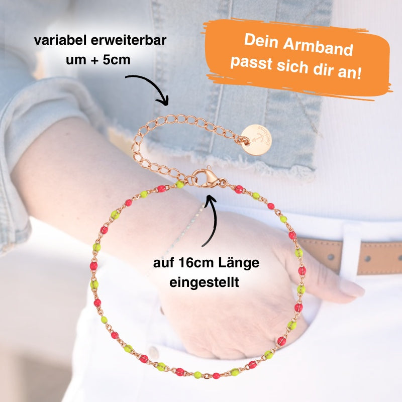 Armband aus Edelstahl Neongelb-Pink