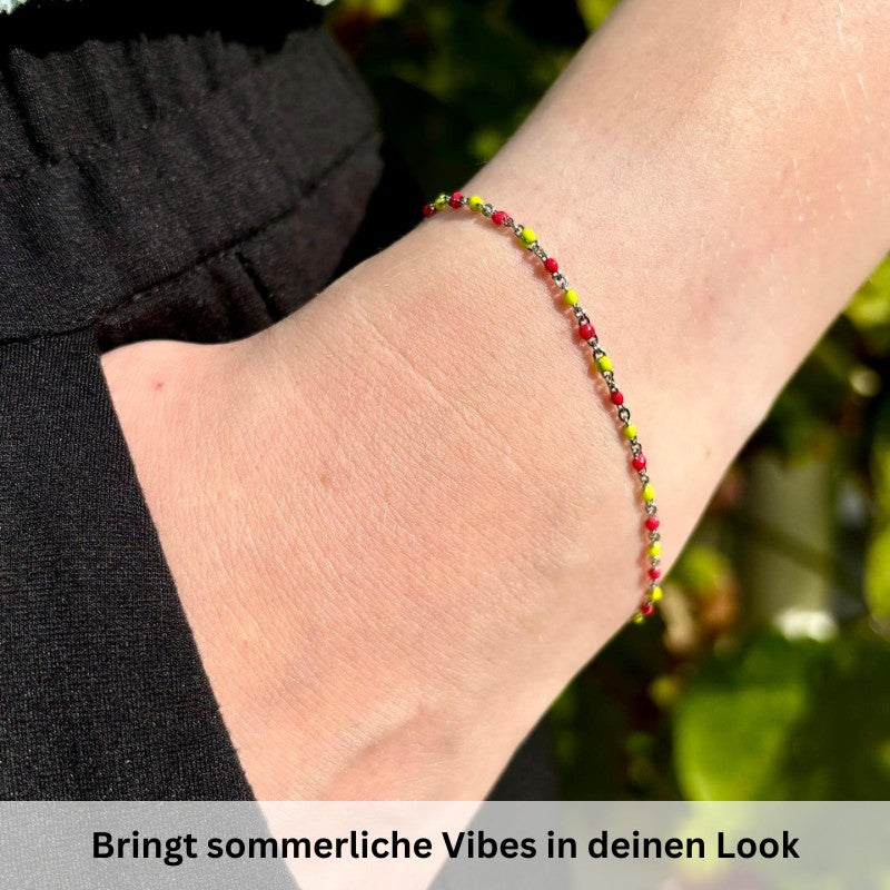 Armband aus Edelstahl Neongelb-Pink